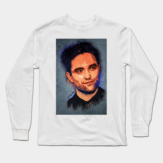 Robert Pattinson Actor Portrait ✪  Abstract Watercolor Art Style Long Sleeve T-Shirt by Naumovski